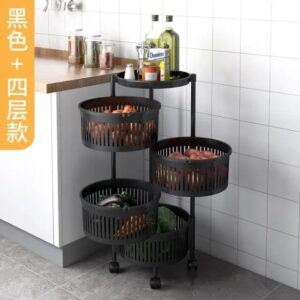4-Layer Rotating Plastic Fruit and Vegetable Rack
