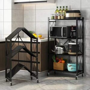 4-Tier Foldable Metallic Kitchen Rack