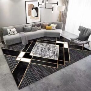 3D Carpet Black Marble Effect (7x8 ft)