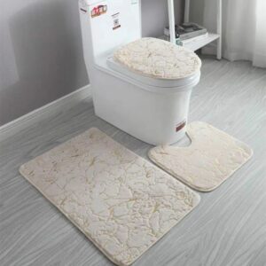 Marble Pattern 3-Piece Bathroom Mat Set