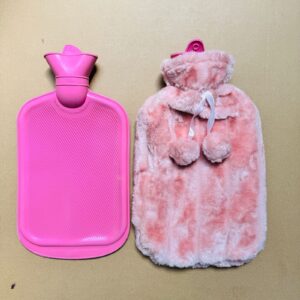 Pink Hot Water Bottle with Fur Fleece Cover – 2L