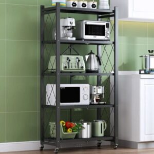 5-Tier Foldable Multipurpose Rack With Shelves & Wheels